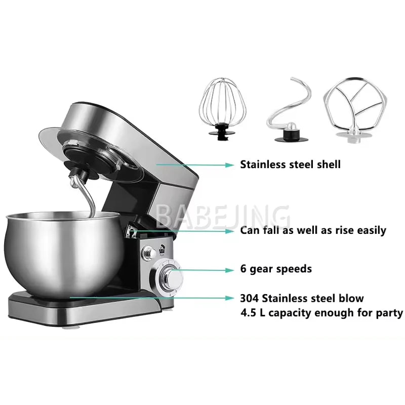 5L Stand Mixer with Dough Hook, Whisk & Beater – 1200W Automatic Kneading Machine - stirhaus