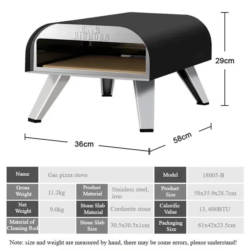 Portable Outdoor Gas Pizza Oven – Stainless Steel 12" Pizza Maker with Stone & Foldable Legs - stirhaus