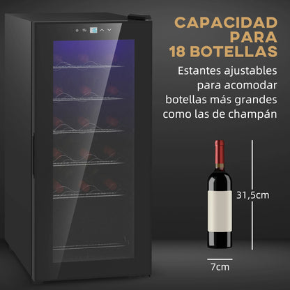18-Bottle Wine Fridge – Compact 50L Cooler with LED & Touch Control - stirhaus