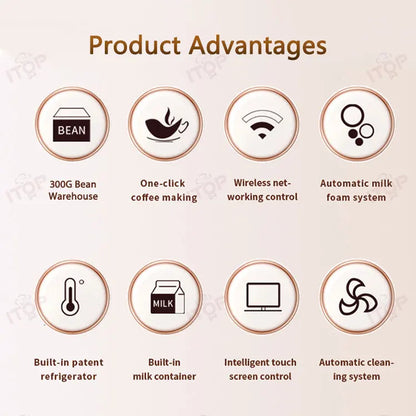 Fully Automatic Coffee Maker with Milk Refrigerator & Touchscreen – 11 Coffee Types, 19-Bar Pressure - stirhaus