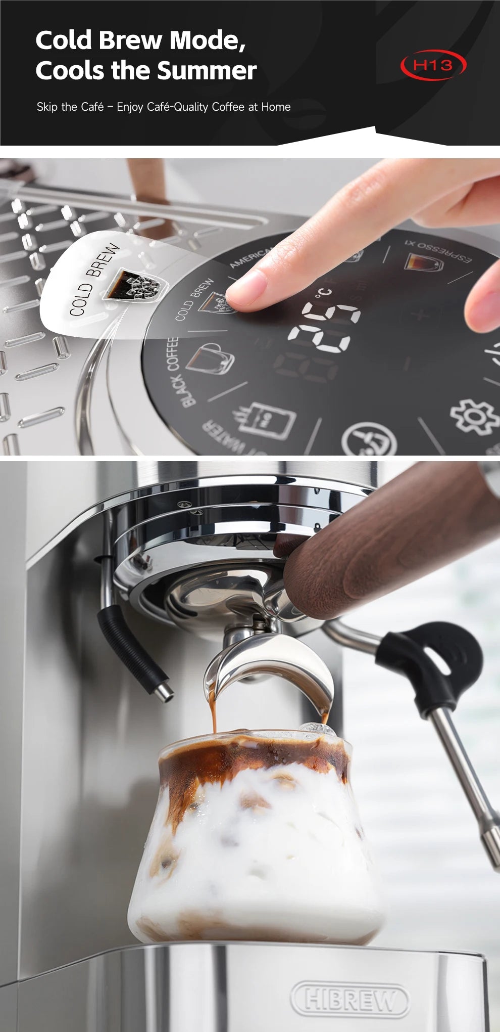 Semi-Automatic Espresso Machine – 20 Bar, 3-Level Temp Control, Cold/Hot Coffee Maker - stirhaus