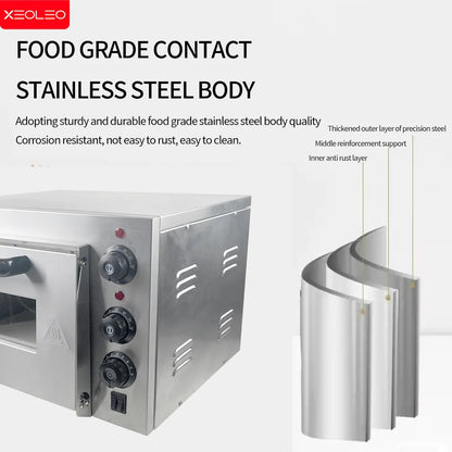 13" Electric Pizza Oven with Stone – 2500W Commercial Stainless Steel Baking Oven - stirhaus
