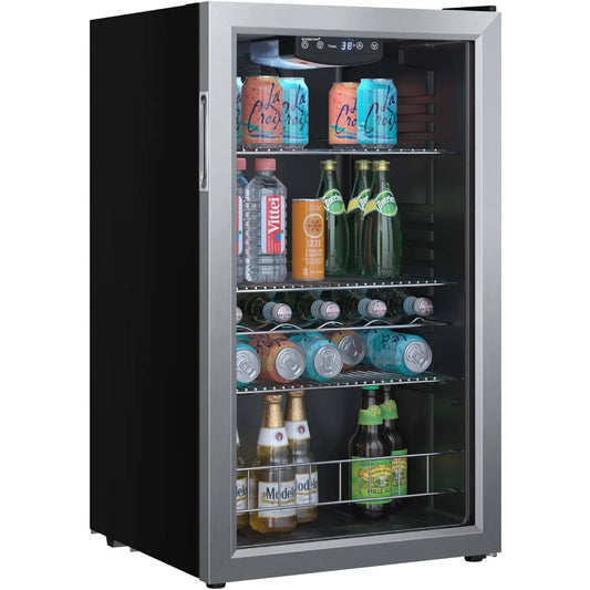 105-Can Beverage Cooler with Glass Door & Digital Thermostat – Compact Drink Fridge - stirhaus