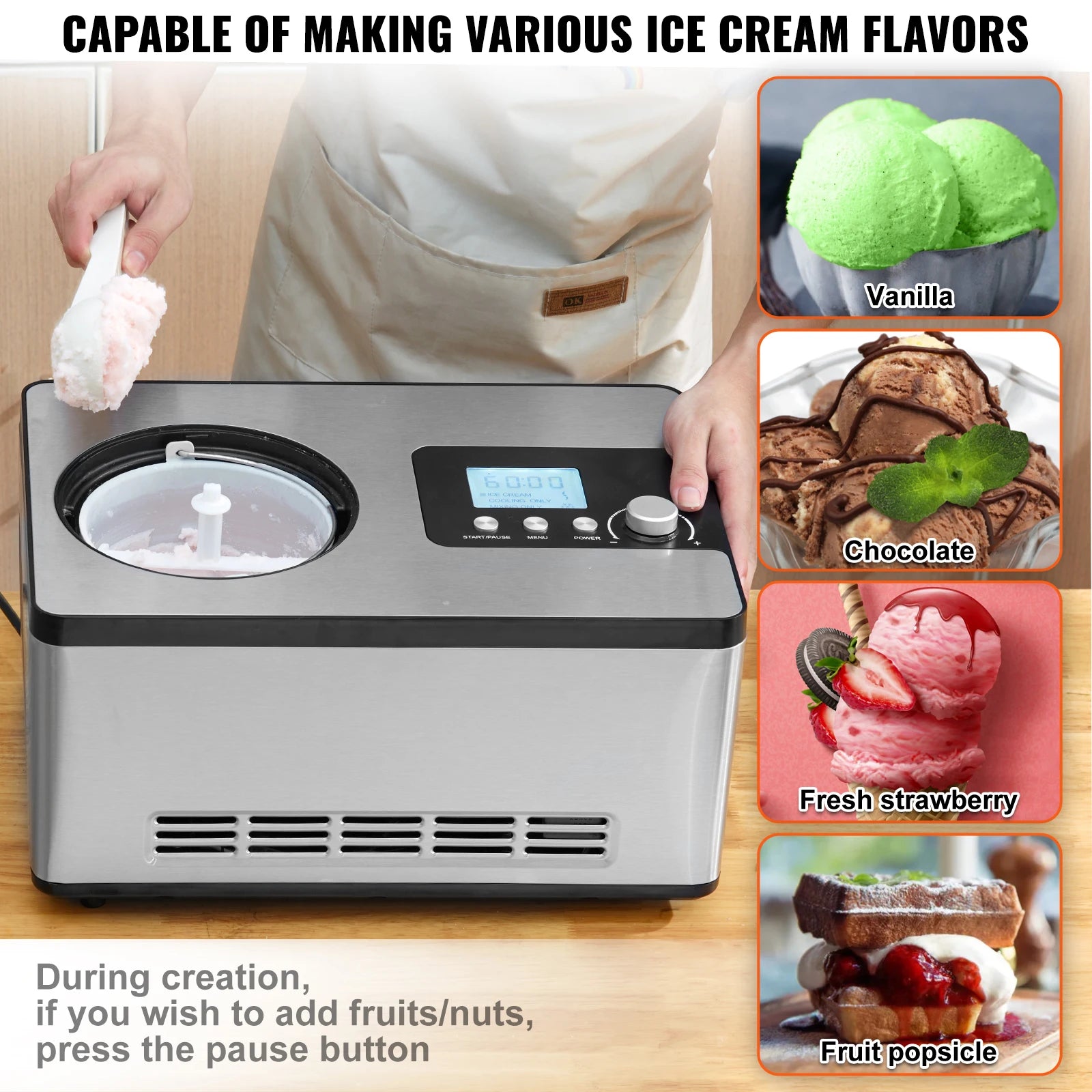 2-Quart Automatic Ice Cream Maker with Built-In Compressor – Frozen Yogurt & Sorbet Machine - stirhaus