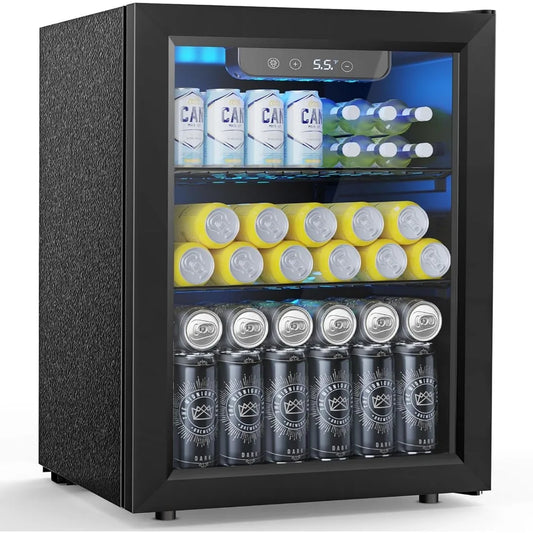 68-Can Beverage Refrigerator – Compact Mini Fridge with Glass Door & Digital Temp Control - stirhaus
