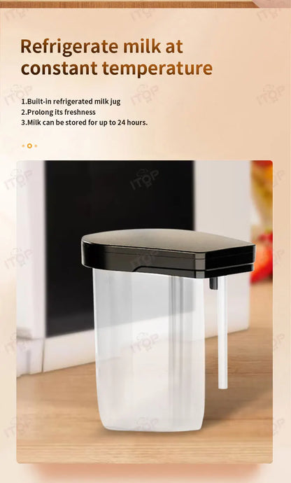 Fully Automatic Coffee Maker with Milk Refrigerator & Touchscreen – 11 Coffee Types, 19-Bar Pressure - stirhaus