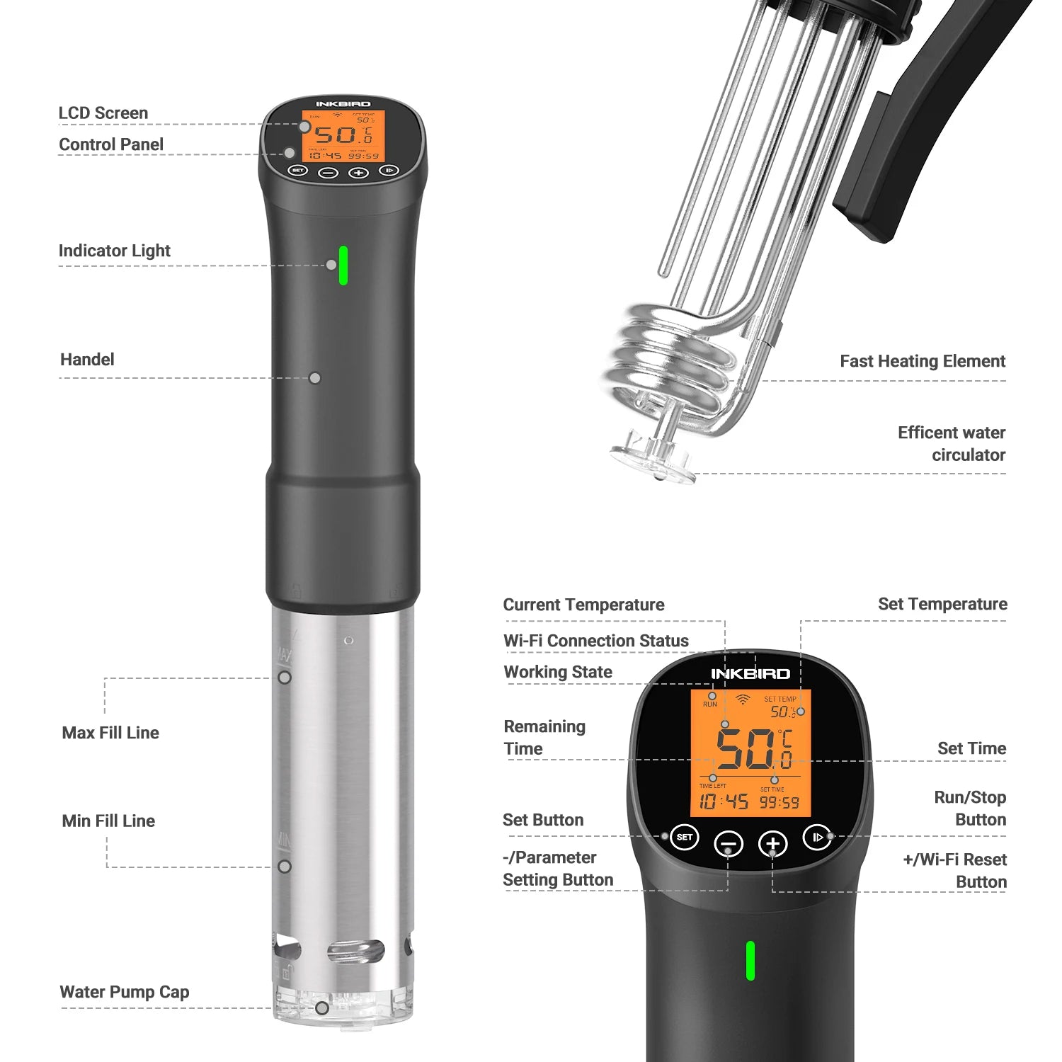 Wi-Fi Sous Vide Precision Cooker – 1000W Immersion Circulator with Digital Controls - stirhaus