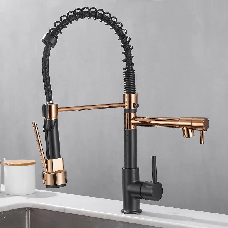 Stainless Steel Kitchen Faucet – Single Handle 360° Spring Spout Mixer - stirhaus