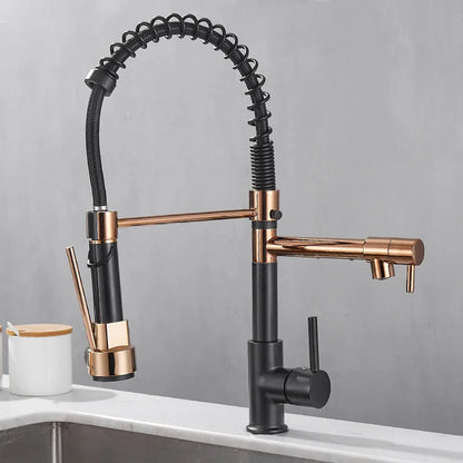 Stainless Steel Kitchen Faucet – Single Handle 360° Spring Spout Mixer - stirhaus