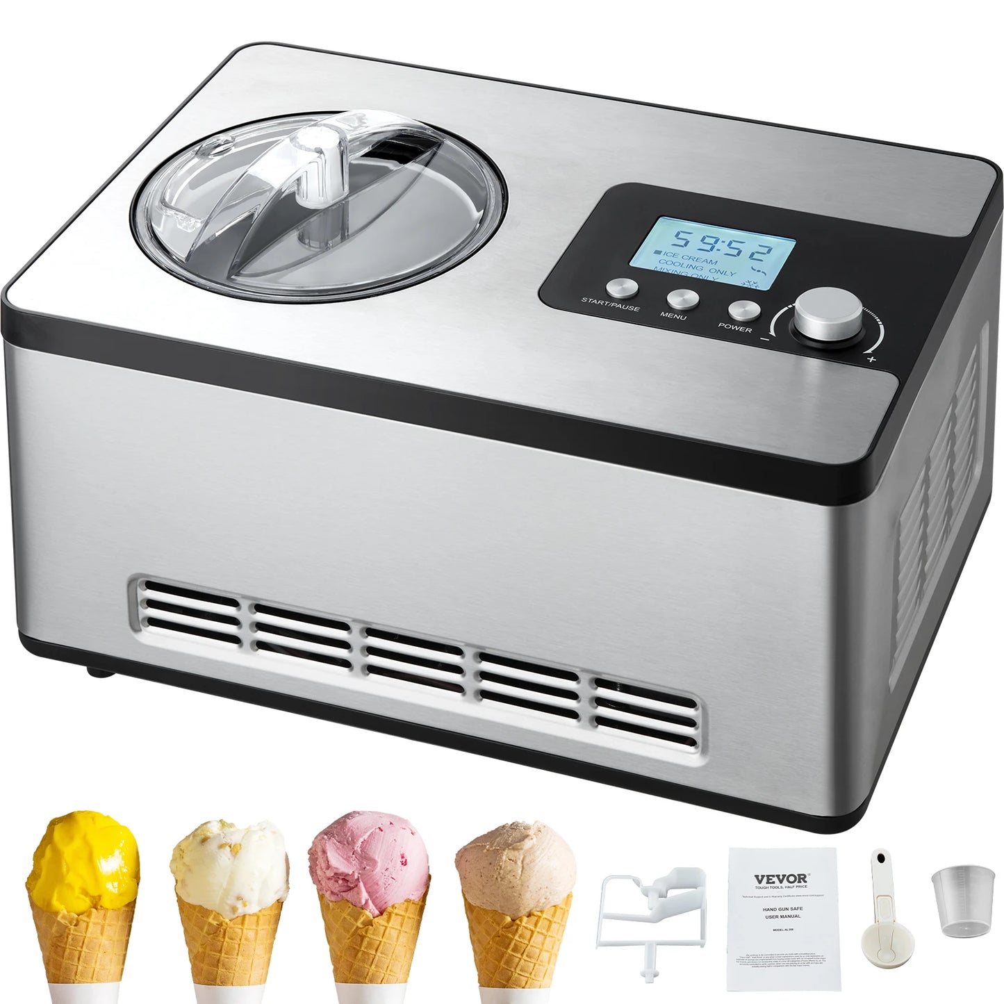 2-Quart Automatic Ice Cream Maker with Built-In Compressor – Frozen Yogurt & Sorbet Machine - stirhaus