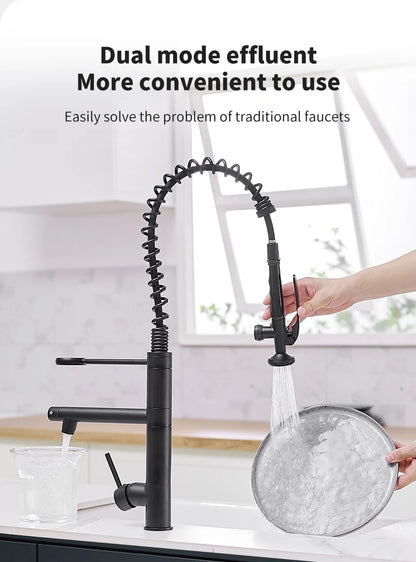 Chrome Brass Kitchen Faucet – Tall Pull-Out Spray, 360° Swivel, Single Handle Mixer (MH-4829) - stirhaus