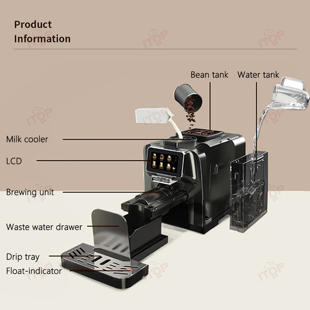 Fully Automatic Coffee Maker with Milk Refrigerator & Touchscreen – 11 Coffee Types, 19-Bar Pressure - stirhaus