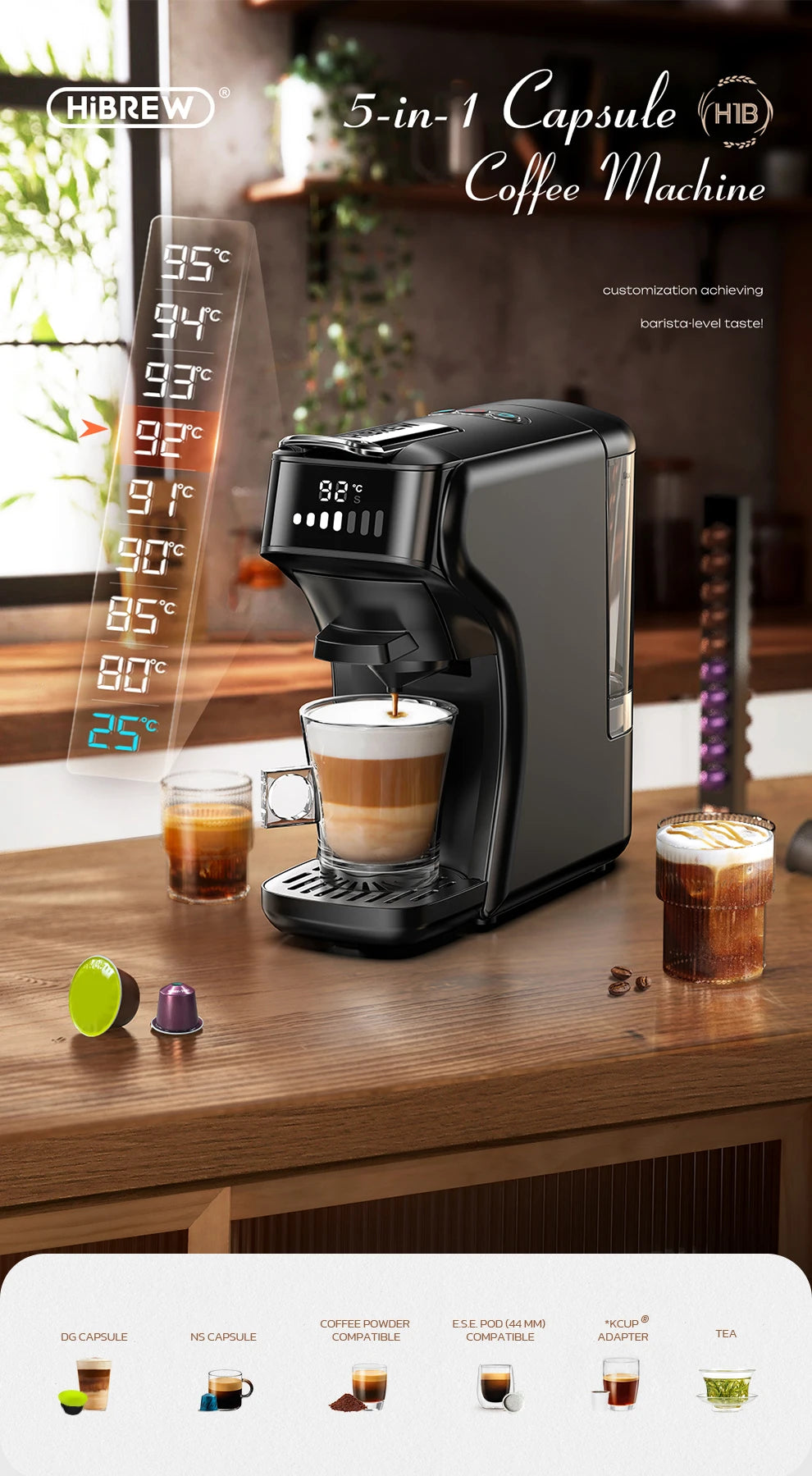 6-in-1 Capsule Coffee Machine – Espresso, Cappuccino & More, Hot & Cold Brew, 20 Bar Pressure - stirhaus