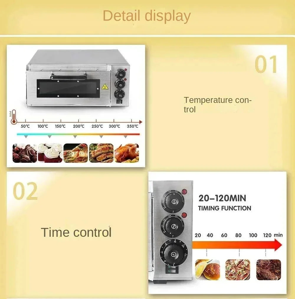 20L Commercial Stainless Steel Pizza Oven – Single Layer, 220V, 2000W - stirhaus