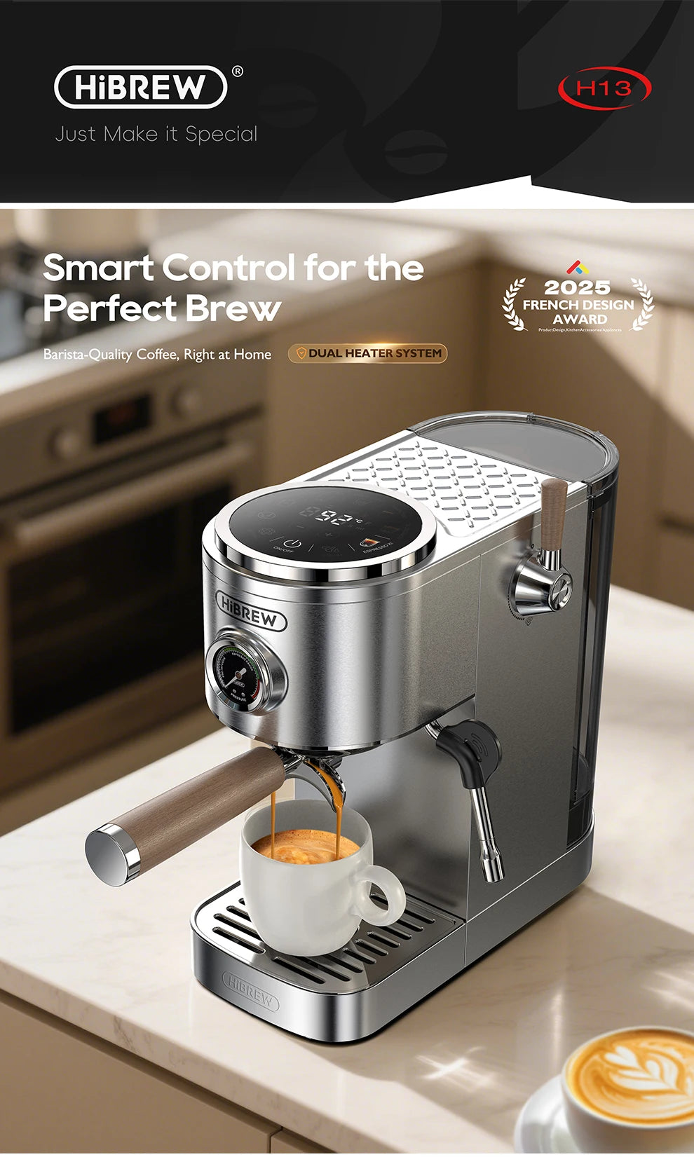Semi-Automatic Espresso Machine – 20 Bar, 3-Level Temp Control, Cold/Hot Coffee Maker - stirhaus