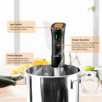 Wi-Fi Sous Vide Precision Cooker – 1000W Immersion Circulator with Digital Controls - stirhaus