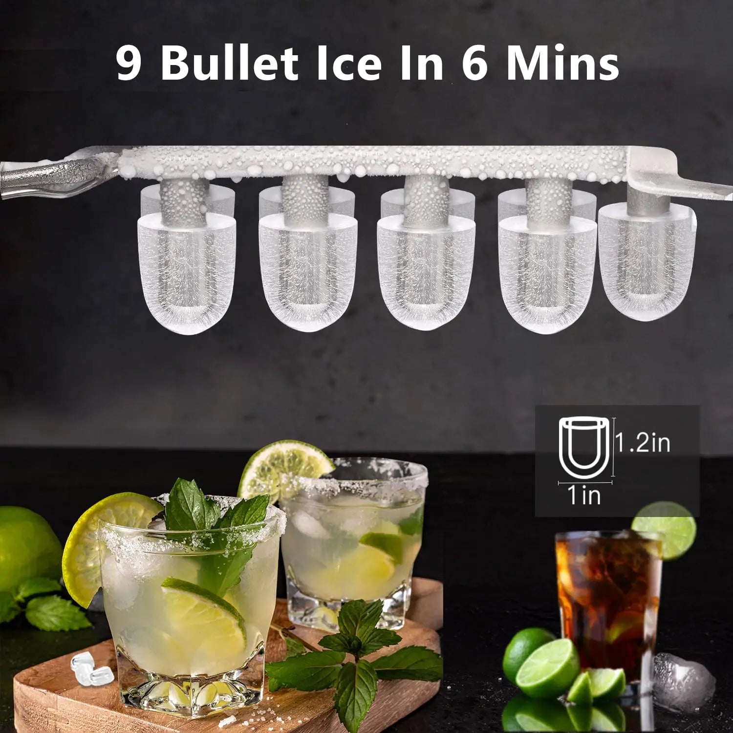 Portable Countertop Ice Maker – 26 lbs/Day Bullet Ice Machine with Self-Cleaning - stirhaus