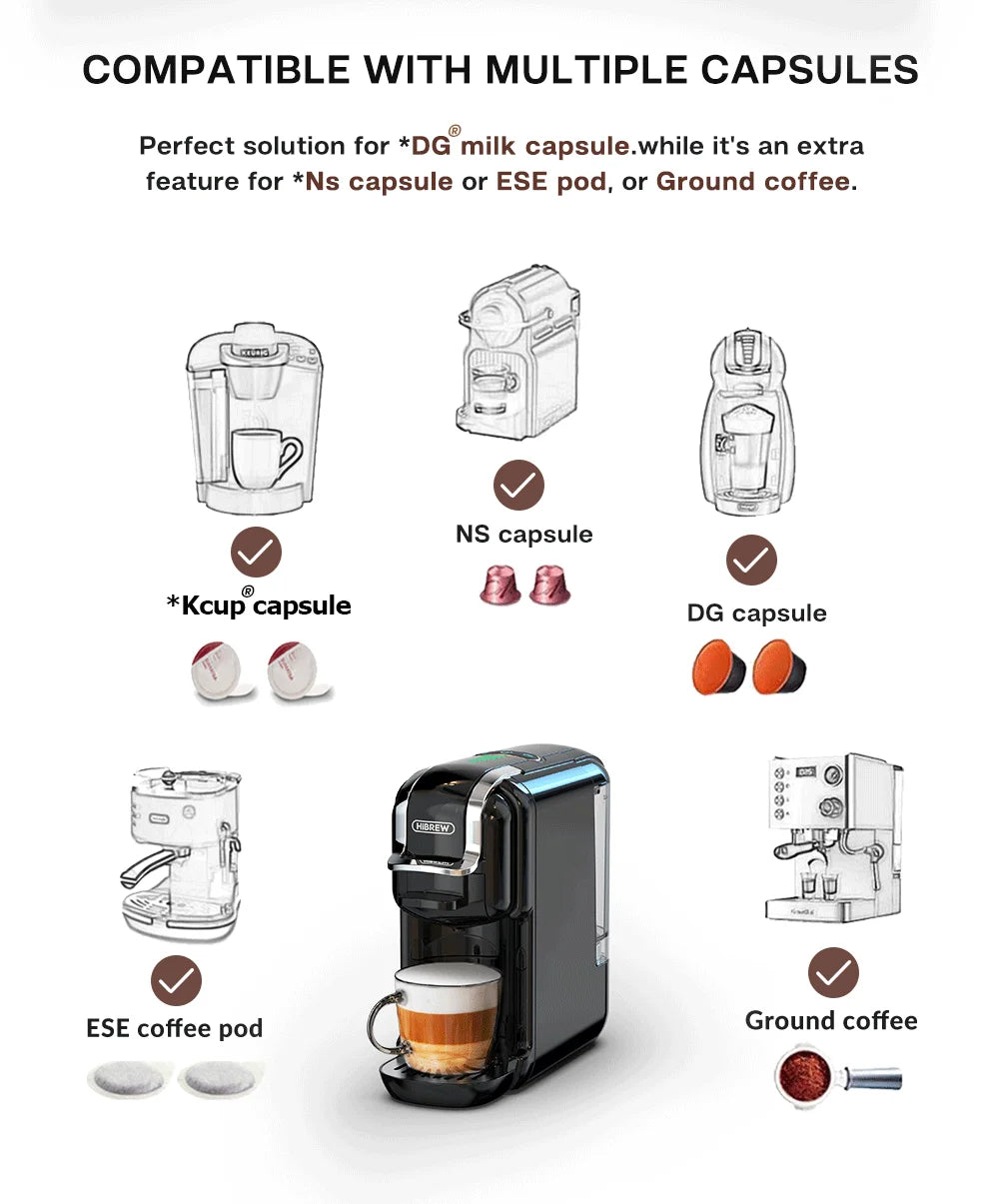 5-in-1 Multi Capsule Coffee Machine – 20 Bar Pressure, Hot & Cold Brew - stirhaus