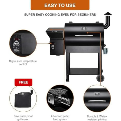 8-in-1 Wood Pellet Grill & Smoker – 700 sq. in. Outdoor BBQ with Auto Temp Control - stirhaus
