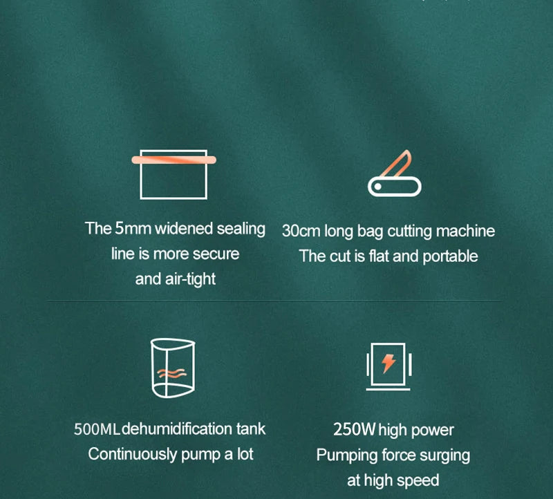 Electric Vacuum Sealer – 30cm Automatic Food Packaging Machine with Dual Mode & Dehumidifying Tank - stirhaus