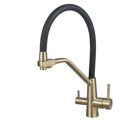 Stainless Steel Kitchen Faucet with Filtered Water, Dual Handle Hot & Cold Mixer - stirhaus