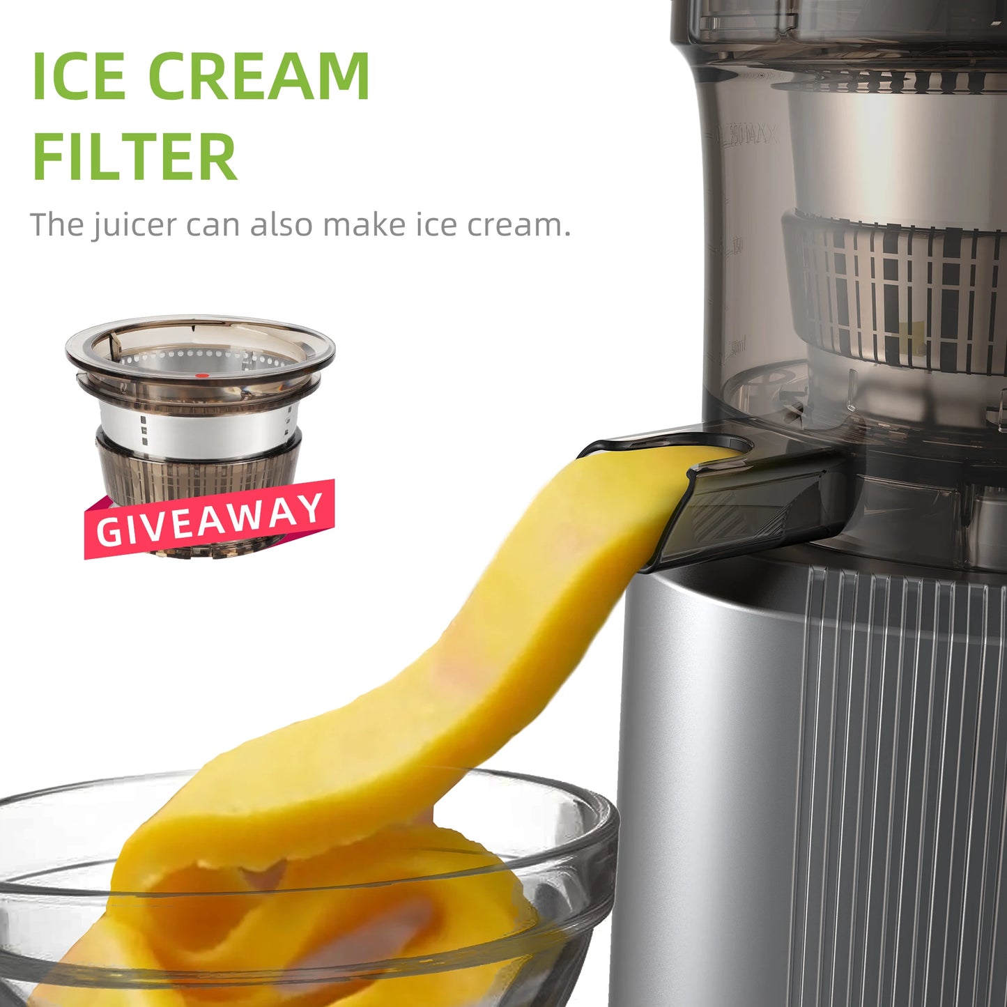 Cold Press Juicer with Wide Feed Chute – 200W Slow Masticating Juice Extractor - stirhaus