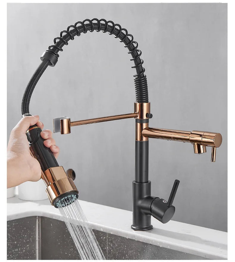 Stainless Steel Kitchen Faucet – Single Handle 360° Spring Spout Mixer - stirhaus