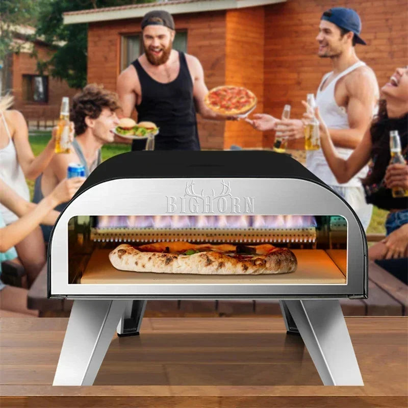 Portable Outdoor Gas Pizza Oven – Stainless Steel 12" Pizza Maker with Stone & Foldable Legs - stirhaus