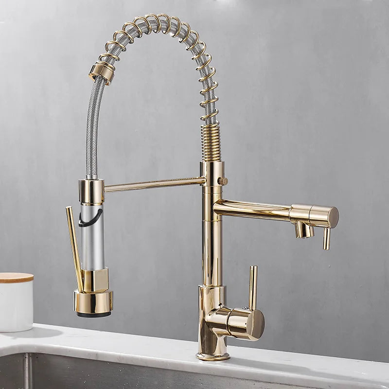 Stainless Steel Kitchen Faucet – Single Handle 360° Spring Spout Mixer - stirhaus