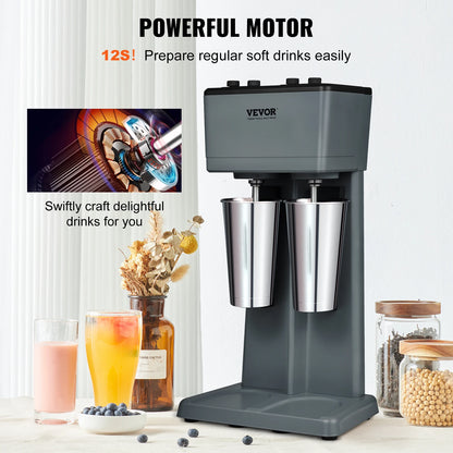 Double-Head Milkshake Maker – 3-Speed Stainless Steel Drink Mixer, 820ml Cups - stirhaus