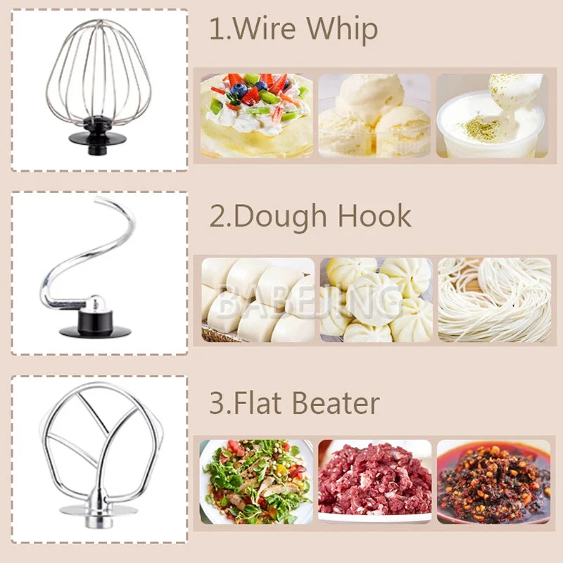 5L Stand Mixer with Dough Hook, Whisk & Beater – 1200W Automatic Kneading Machine - stirhaus