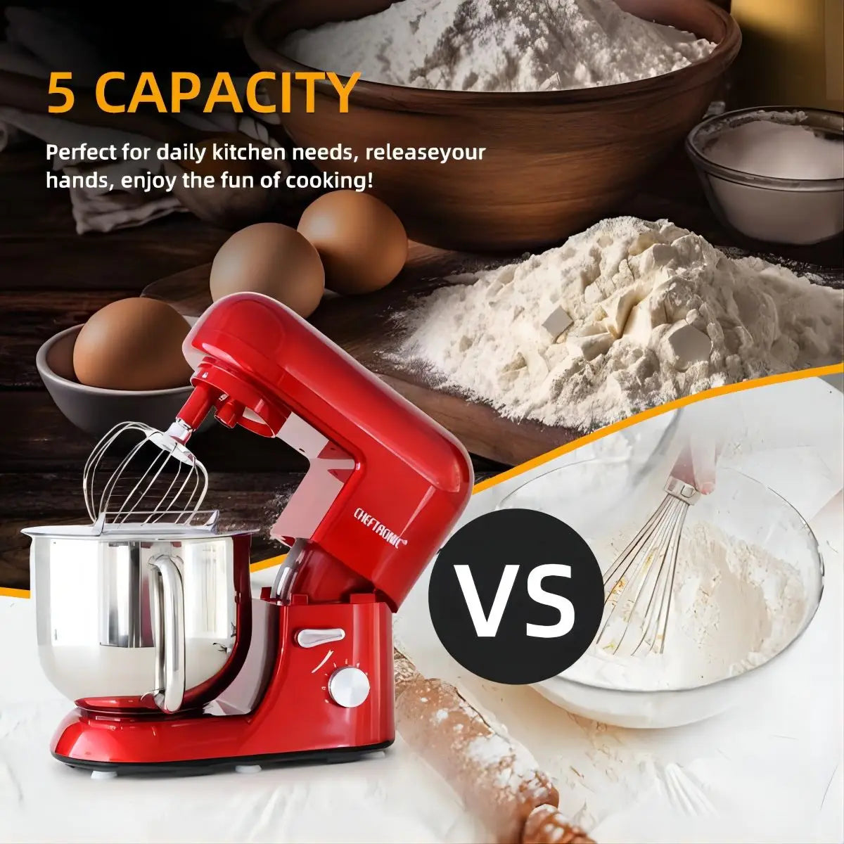 7 Qt Stand Mixer with Tilt-Head – 650W Electric Kitchen Mixer with Dough Hook & Whisk - stirhaus