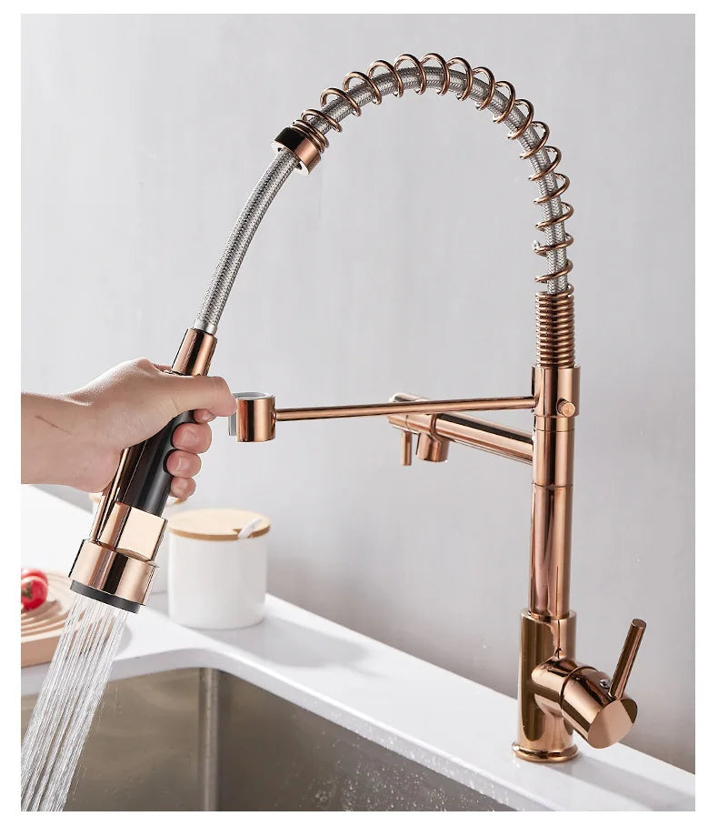 Stainless Steel Kitchen Faucet – Single Handle 360° Spring Spout Mixer - stirhaus
