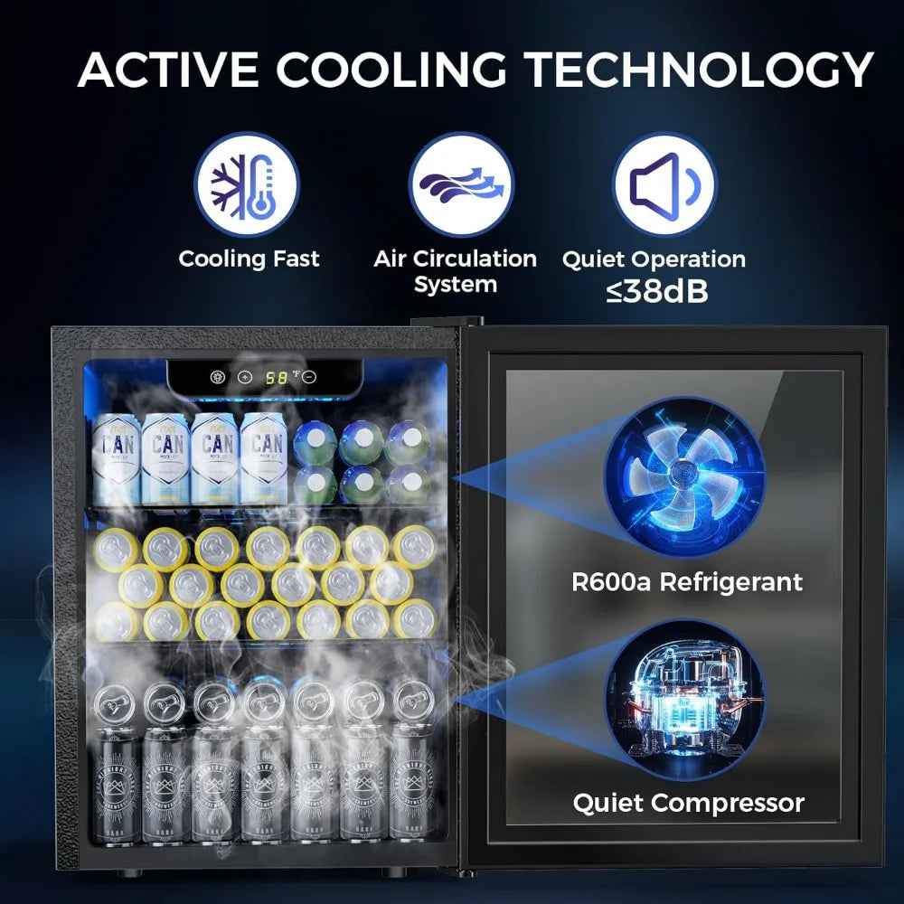 68-Can Beverage Refrigerator – Compact Mini Fridge with Glass Door & Digital Temp Control - stirhaus