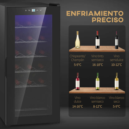 18-Bottle Wine Fridge – Compact 50L Cooler with LED & Touch Control - stirhaus