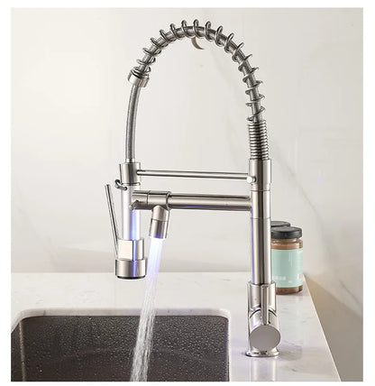 Stainless Steel Kitchen Faucet – Single Handle 360° Spring Spout Mixer - stirhaus