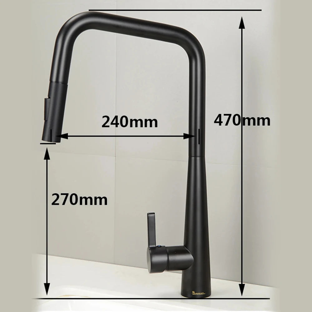 Deck-Mounted Pull-Out Kitchen Faucet with Single Handle, Hot & Cold Mixer - stirhaus