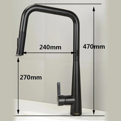 Deck-Mounted Pull-Out Kitchen Faucet with Single Handle, Hot & Cold Mixer - stirhaus