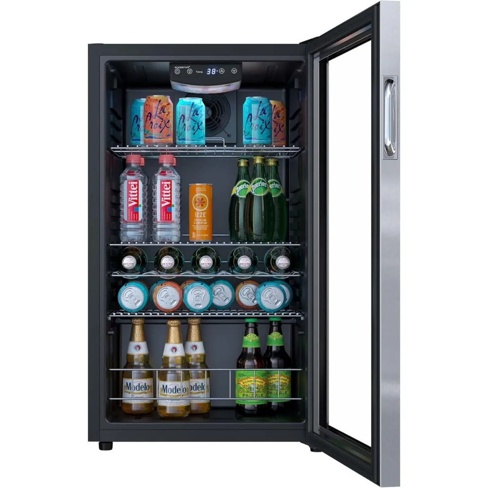 105-Can Beverage Cooler with Glass Door & Digital Thermostat – Compact Drink Fridge - stirhaus