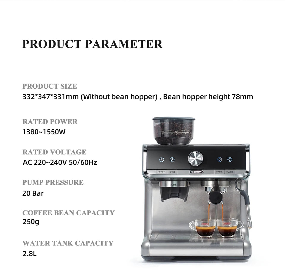 20-Bar Commercial Espresso Machine with Grinder & Barista Kit – Professional Coffee Maker - stirhaus