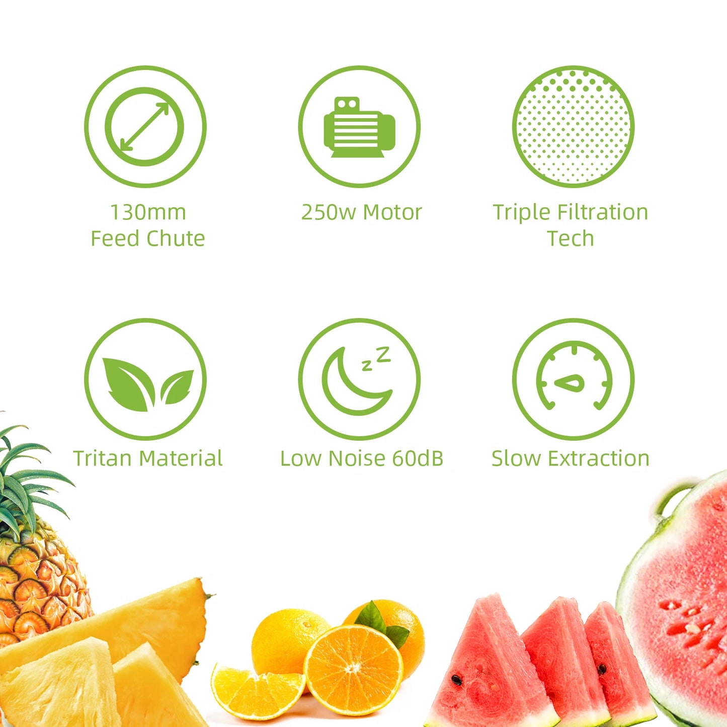 Cold Press Juicer with 130mm Wide Chute, Triple Filter & BPA-Free Design - stirhaus