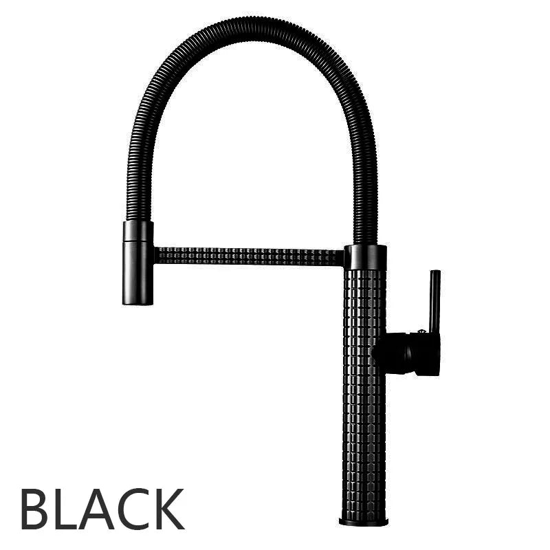 Matte Kitchen Faucet – Brass Single Handle Pull-Down Spring Sink Tap - stirhaus