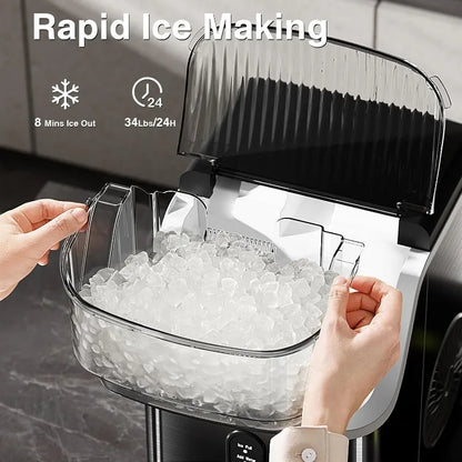 Countertop Nugget Ice Maker – 34 lbs/Day Chewable Sonic Ice Machine with Self-Cleaning - stirhaus