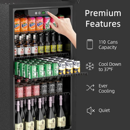 110-Can Beverage Refrigerator – 3.1 Cu. Ft. Mini Fridge with Glass Door & Adjustable Shelves - stirhaus
