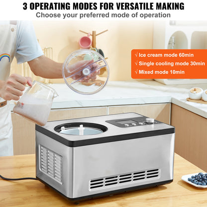 2-Quart Automatic Ice Cream Maker with Built-In Compressor – Frozen Yogurt & Sorbet Machine - stirhaus
