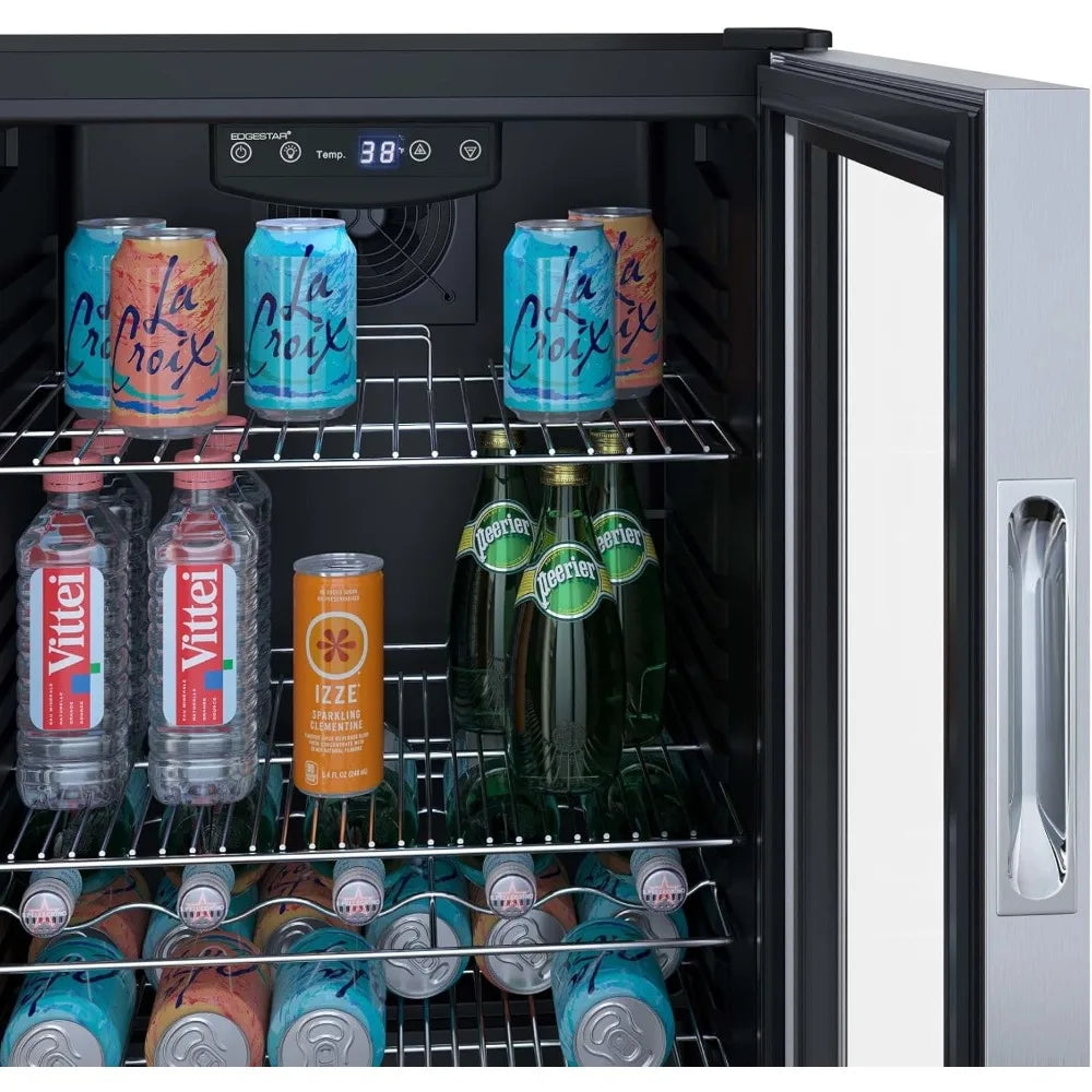 105-Can Beverage Cooler with Glass Door & Digital Thermostat – Compact Drink Fridge - stirhaus