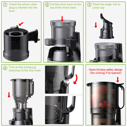 Cold Press Juicer with 130mm Wide Chute, Triple Filter & BPA-Free Design - stirhaus