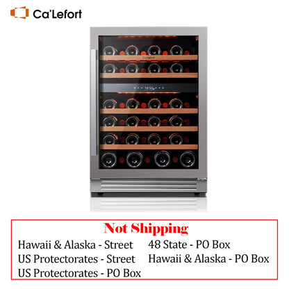 24" Dual Zone Wine Fridge – 46-Bottle Built-In Cooler with Glass Door & LED Lighting - stirhaus