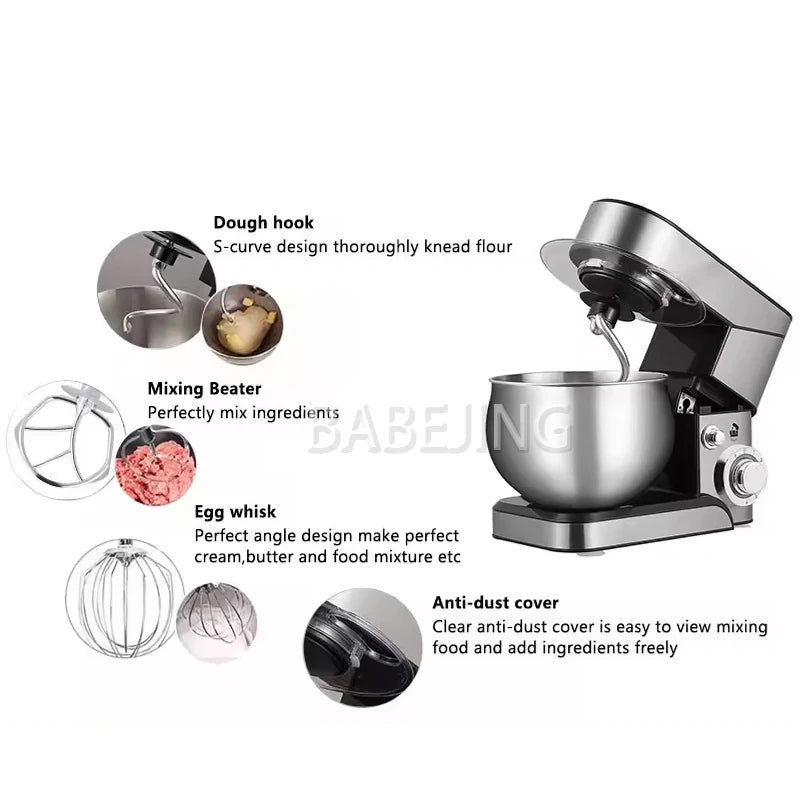 5L Stand Mixer with Dough Hook, Whisk & Beater – 1200W Automatic Kneading Machine - stirhaus