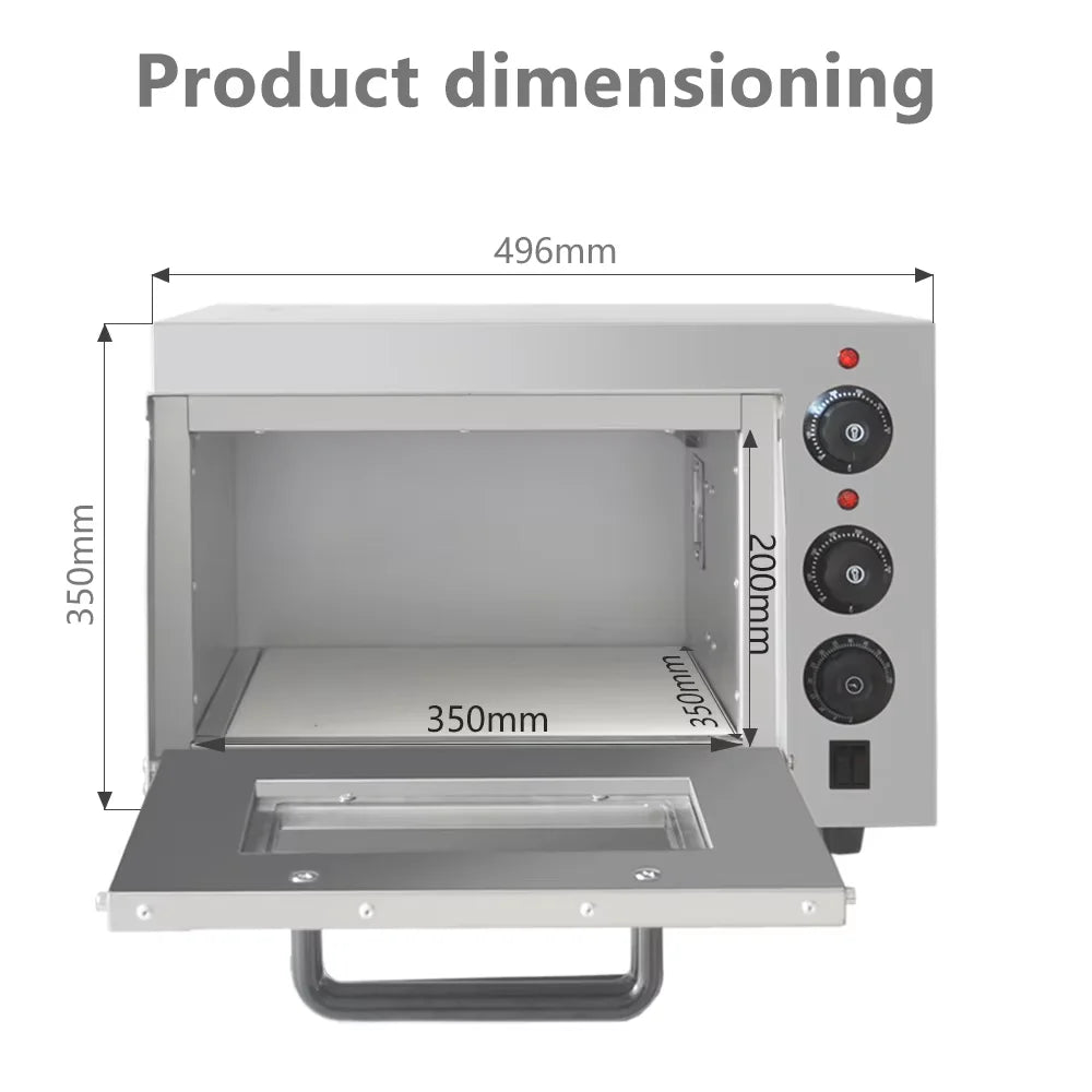 13" Electric Pizza Oven with Stone – 2500W Commercial Stainless Steel Baking Oven - stirhaus